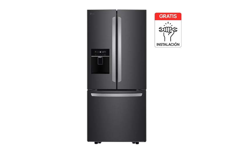 Vista frontal de Nevecon LG French Door 618L Negro Mate Disp. de agua   GM22SGT