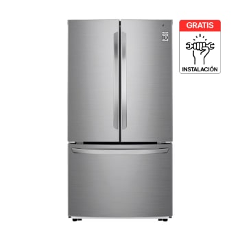 Vista frontal de Nevecón LG French Door 816L Plata. Disp. De Hielo GM78BGP