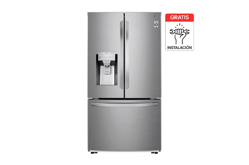 Vista frontal de Nevecon LG French Door 793L Plata Disp. de agua/hielo GM78SGP