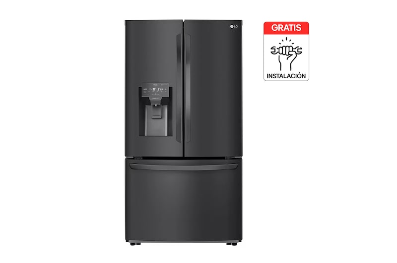 Vista frontal de Nevecon LG French Door 793L Negro Mate Disp. de agua/hielo GM78SGT