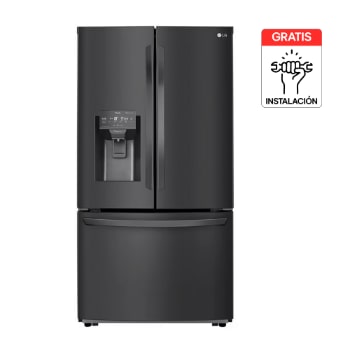Vista frontal de Nevecon LG French Door 793L Negro Mate Disp. de agua/hielo GM78SGT