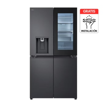 Vista frontal de Nevecon LG French Door 847L Negro Mate InstaView™ UVnano™ GM95SXV