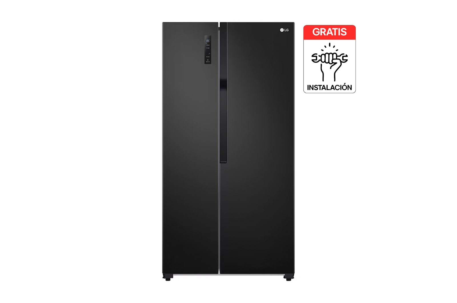 Vista frontal de Nevecon LG Side by Side 519L Negro, Multi Air Flow GS51MPD