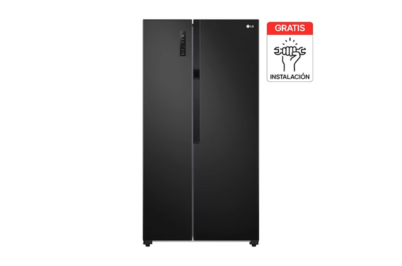 Vista frontal de Nevecon LG Side by Side 519L Negro, Multi Air Flow GS51MPD