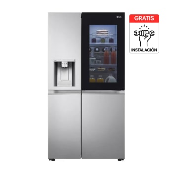 Vista frontal de Nevecon LG Side by Side 635L Plata InstaView™ ThinQ™  GS66SXSC