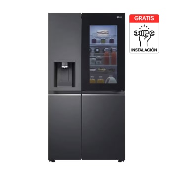 Vista frontal de Nevecon LG Side by Side 635L Negro Mate InstaView™ ThinQ™ GS66SXTC