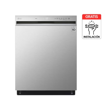 Vista frontal de Lavavajilla LG 70 Piezas Plata QuadWash™ Motor Direct Drive LDFN3432T