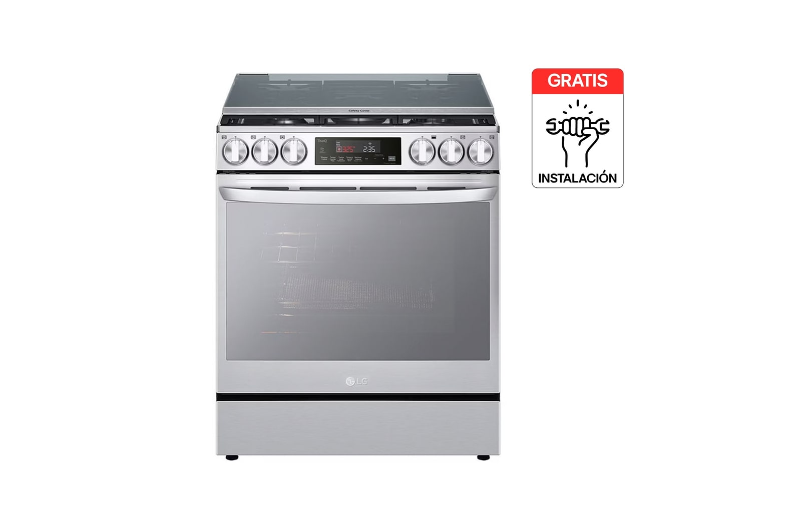 Vista frontal de Estufa de piso LG 146L Plata InstaView™ Air Fry EasyClean™ LRGL5847S