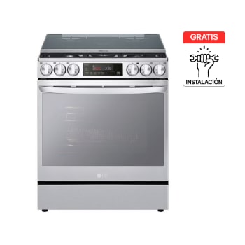 Vista frontal de Estufa de piso LG 146L Plata InstaView™ Air Fry EasyClean™ LRGL5847S