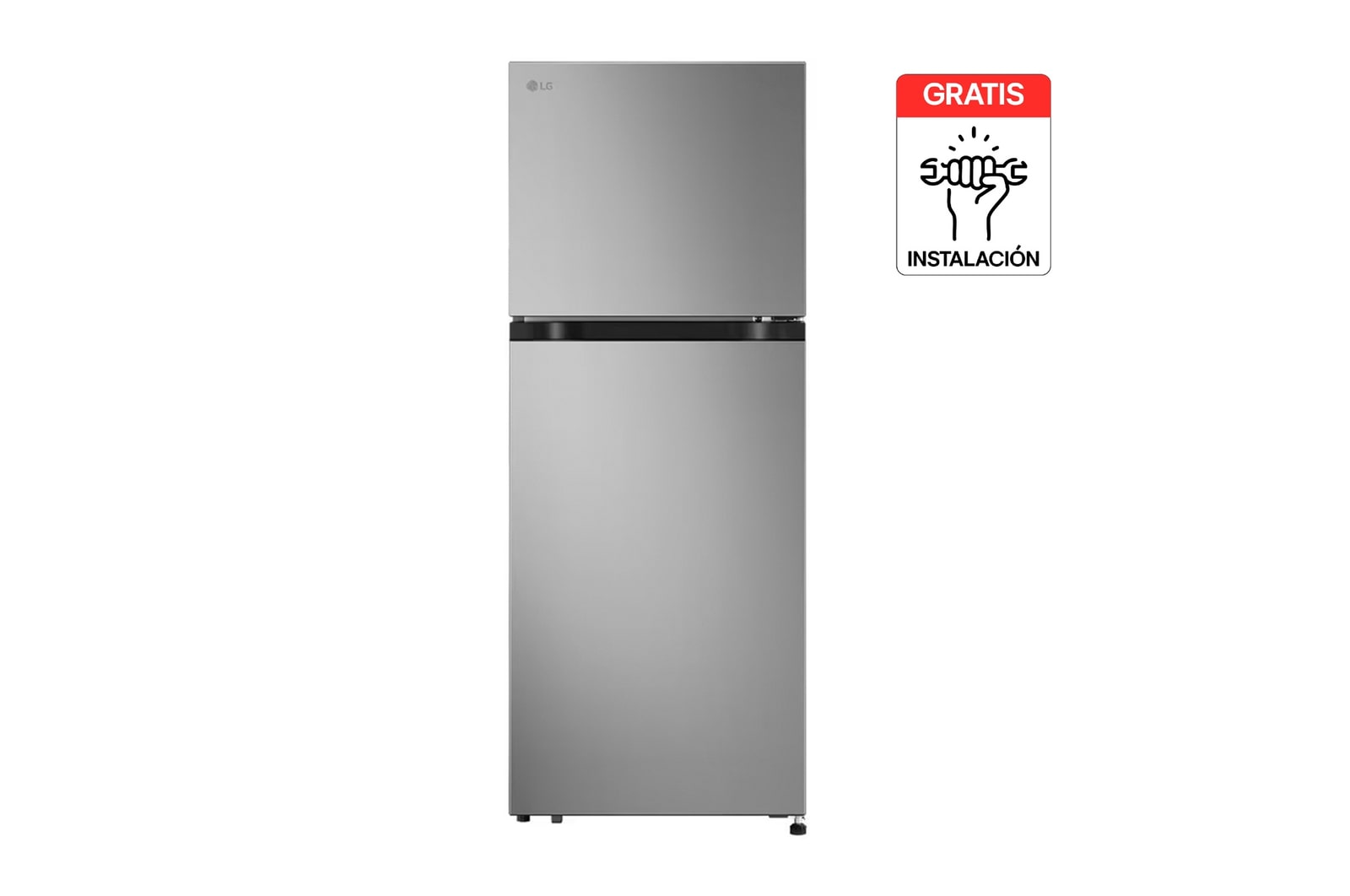 Vista frontal de Nevera LG Congelador Superior 266L Plata Mate LinearCooling VT26BPY