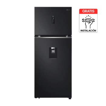 Vista frontal de Nevera LG Congelador Superior 394L Negro Mate DoorCooling VT40SPM