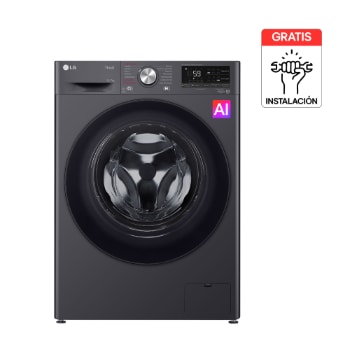 Vista frontal de Lavaseca LG 2 en 1 Carga Frontal 12Kg/7Kg Negro AIDD™ WD12MVC5S6