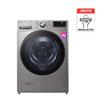 Vista frontal de Lavaseca LG 2 en 1 Carga Frontal 22Kg/13Kg Plata AIDD™ WD22VV2S6BR