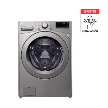 Vista frontal de Lavadora LG Carga Frontal 20Kg Plata Motor Direct Drive WM20VV26W