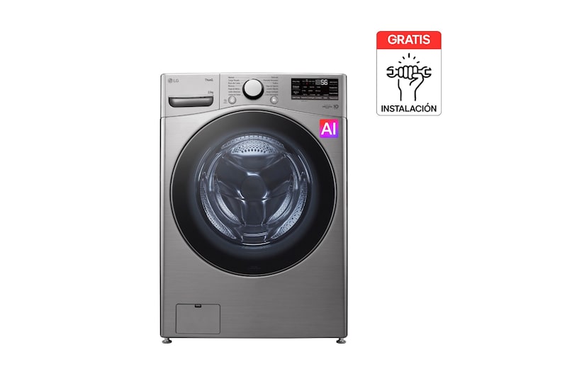 Vista frontal de Lavadora LG Carga Frontal 22Kg Plata 6 Motion DD™ ThinQ™  WM22VV26R