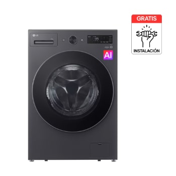 Vista frontal de Lavadora LG Carga Frontal 16Kg Gris Grafito AIDD™ Compacta WO16EGNTS6P