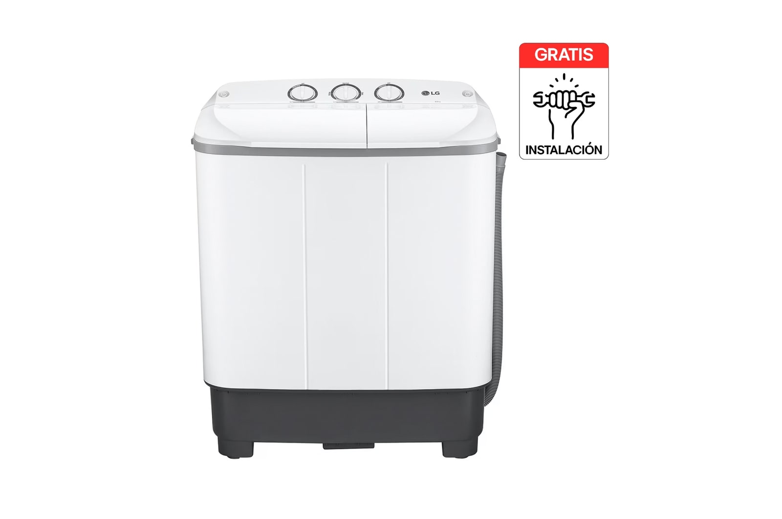 Vista frontal de Lavadora LG Doble Tina 8Kg Blanco Customiza ciclo de lavado WP8WMR