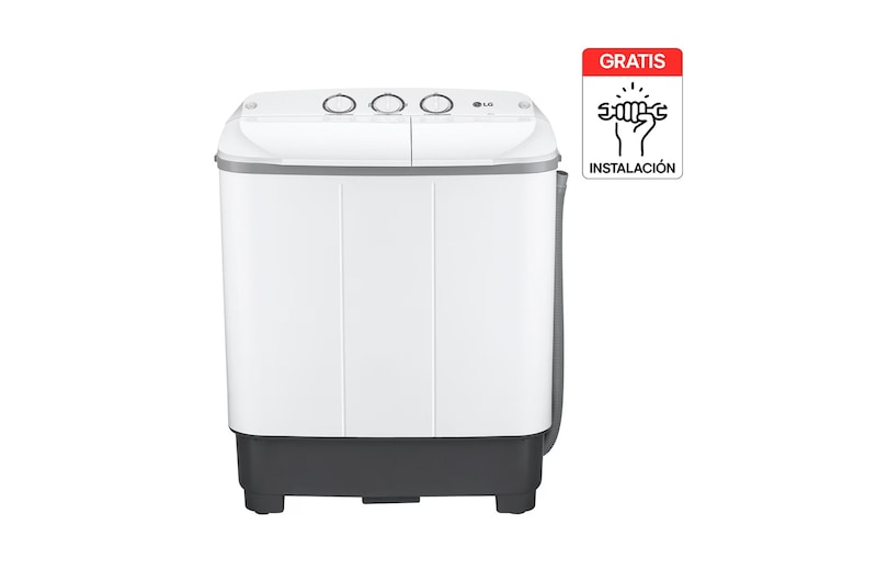 Vista frontal de Lavadora LG Doble Tina 8Kg Blanco Customiza ciclo de lavado WP8WMR