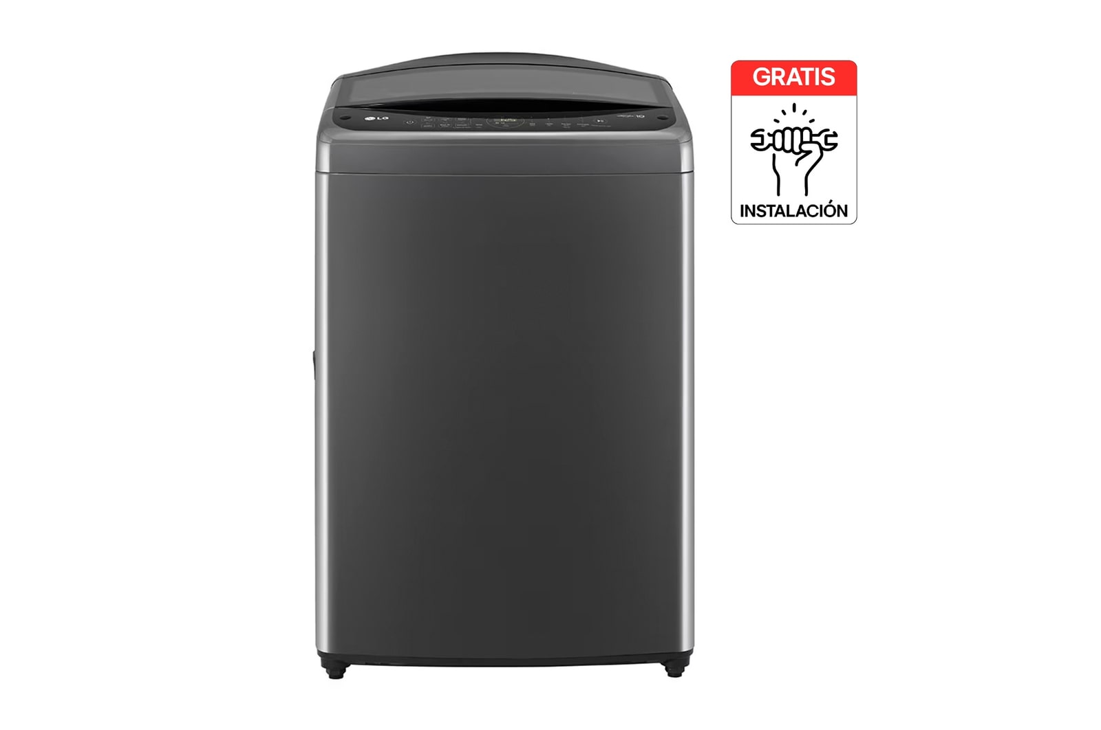Vista frontal de Lavadora LG Carga Superior 19Kg Negro AIDD™ Mayor capacidad WT19MV6