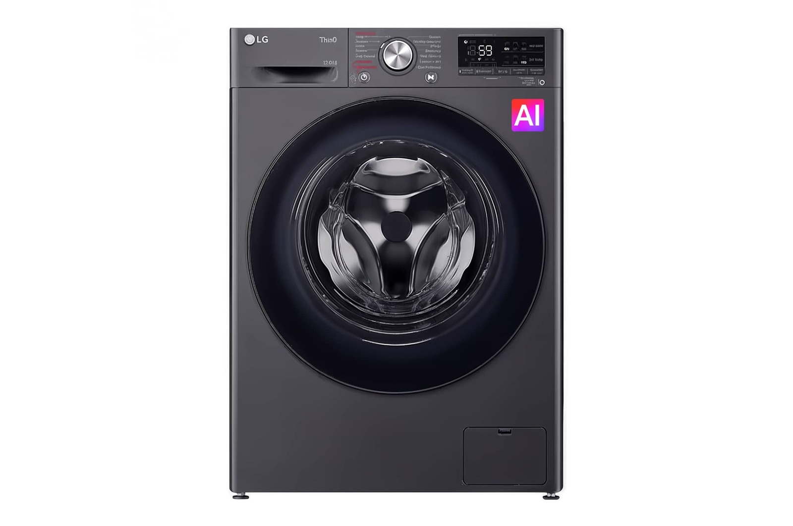 Vista frontal de Lavadora carga Frontal 2 en 1-14Kg/30lbs- AIDD-Negro Acero WD14BVC2S6