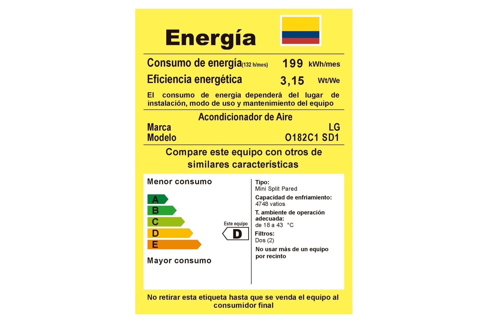 LG Aire Acondicionado Convencional - 18000 BTU - 220V, O182C1