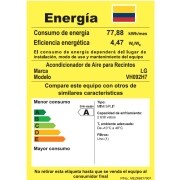 LG capacidad 9.000 BTU, EER grado RETIQ A, Voltaje 220V, Smart Inverter, Funcion de Enfriamiento y calefacción, VH092H7