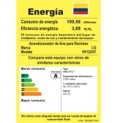 LG capacidad 12.000 BTU, EER grado RETIQ A, Smart Inverter, Funcion de Enfriamiento y calefacción, VH122H7