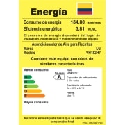 LG Capacidad 18.000 BTU, EER grado RETIQ A, Smart Inverter, Funcion de Enfriamiento y calefacción, VH182H7
