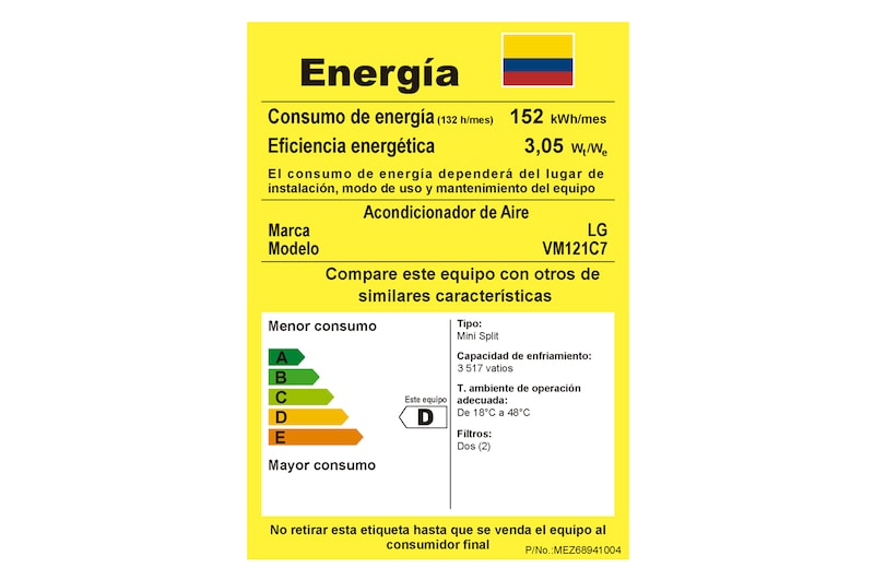 LG Aire Acondicionado DualCool 12.000 BTU, 110V , Dual Inverter, Ahorro de Energía, Control por comandos de Voz, Anticorrosión Gold Fin, Plasmaster Ionizer., VM121C7