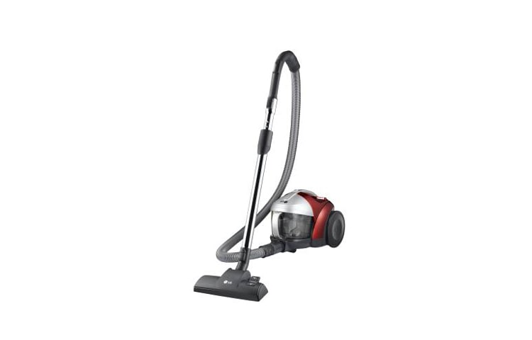 Vista frontal de Aspiradora Compacta, 1600W de potencia, potencia de succión250W, capacidad 1.5Lts. no necesita bolsa, sistema Ciclón Elíptico y Anti-ácaros. Filtro Hepa VC4916NNTY