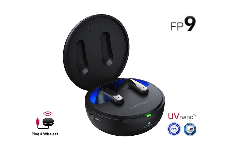 Vista frontal de LG TONE Free FP9 Auriculares Plug and Wireless | True Wireless | Bluetooth | UVnano TONE-FP9