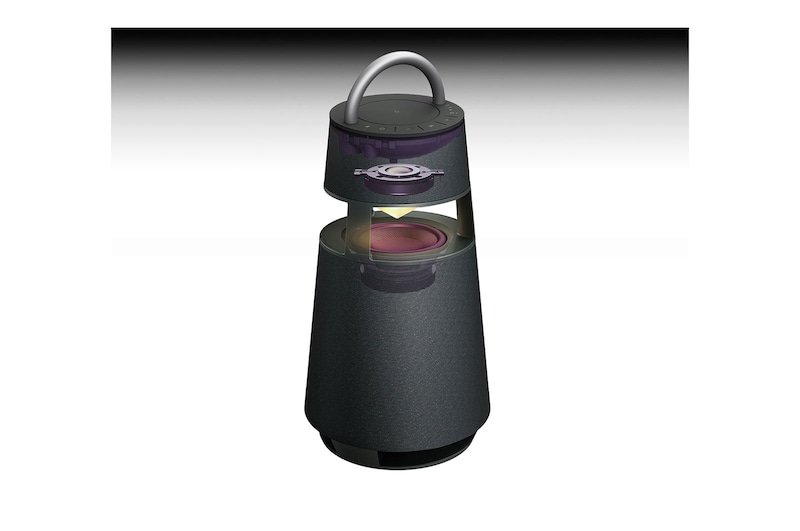 LG XBOOM 360 RP4 Altavoz Bluetooth inalámbrico portátil con sonido omnidireccional 360˚ e iluminación ambiental, RP4