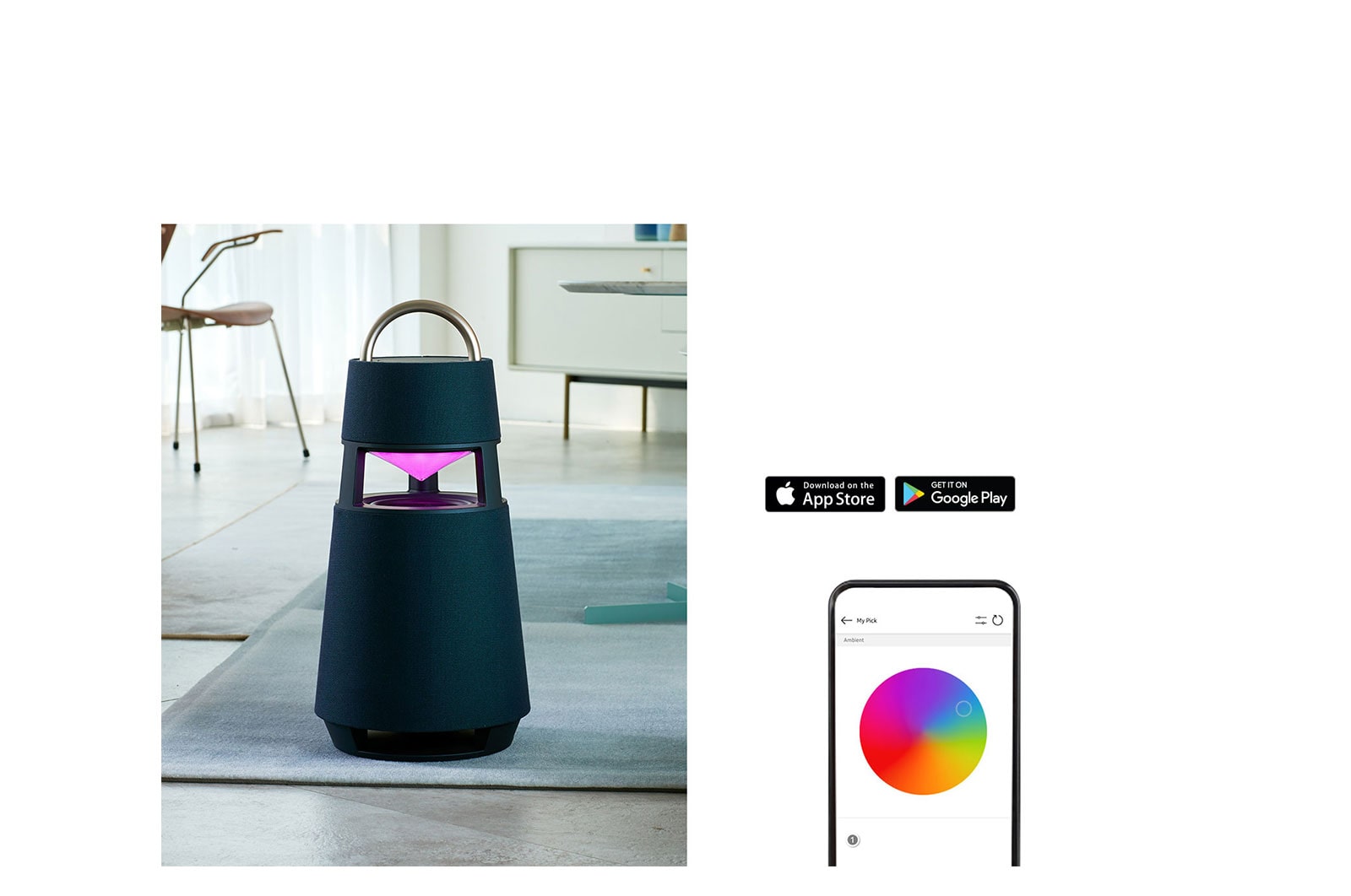 LG XBOOM 360 RP4 Altavoz Bluetooth inalámbrico portátil con sonido omnidireccional 360˚ e iluminación ambiental, RP4