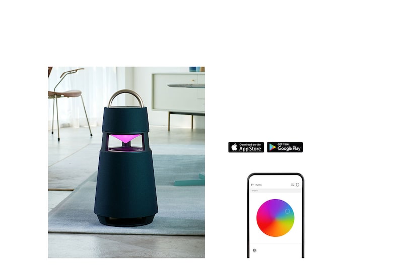LG XBOOM 360 RP4 Altavoz Bluetooth inalámbrico portátil con sonido omnidireccional 360˚ e iluminación ambiental, RP4