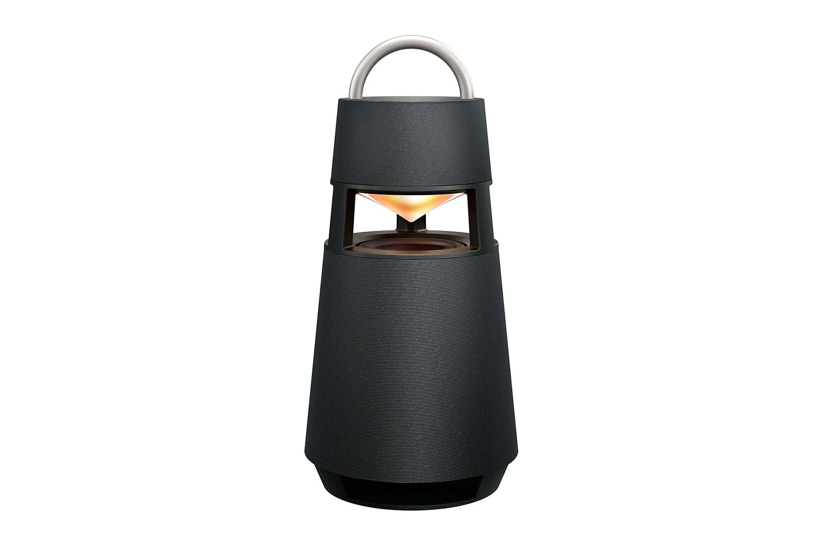 Ángulo frontal con iluminación amarilla encendida del parlante Bluethoof Xboom 360