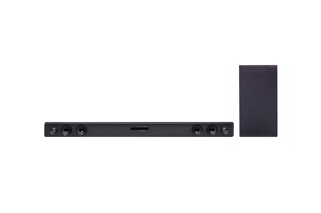 LG Barra de sonido SQC2 con 300W de potencia y 2.1 canales. Sonido envolvente Dolby Digital con bajos potentes. Conectividad Bluetooth | USB y entrada óptica, SQC2