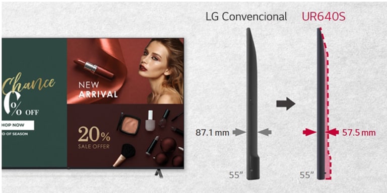 La serie UR640 es más fina en profundidad en comparación con el modelo convencional de LG.