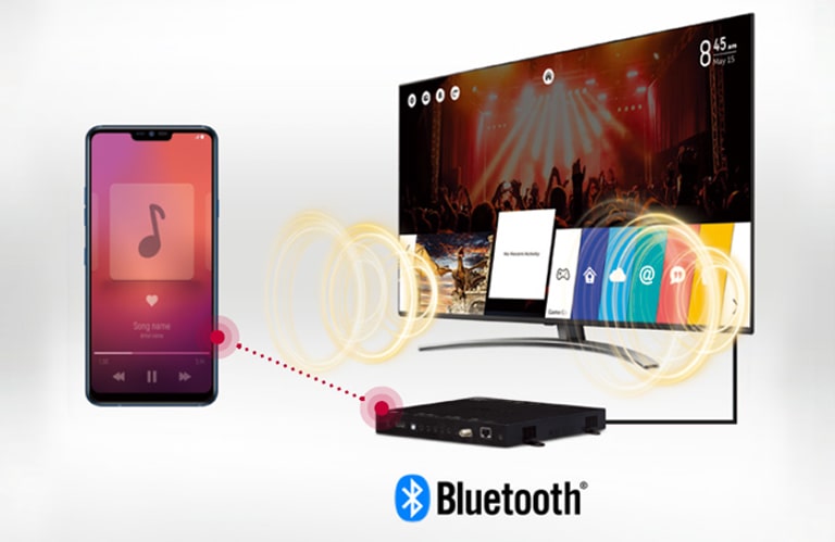 El dispositivo móvil y el televisor con STB6500 están conectados vía Bluetooth, por lo que la música del dispositivo se reproduce en el televisor.