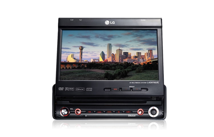 Vista frontal de Pantalla tactil, reproduce DVD / DivX / MP3 / CD / WMA. LAD9700