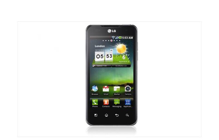 Vista frontal de Un verdadero smartphone con procesador de Doble Núcleo P990