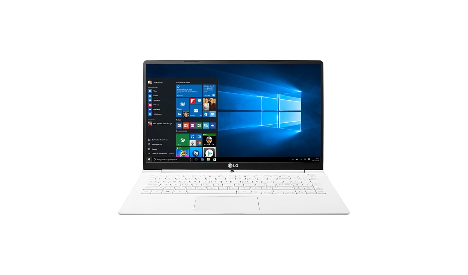 Vista frontal de Windows 10 Home, LG GramPC 15.6&#34; portátil UltraLiviano  15Z960