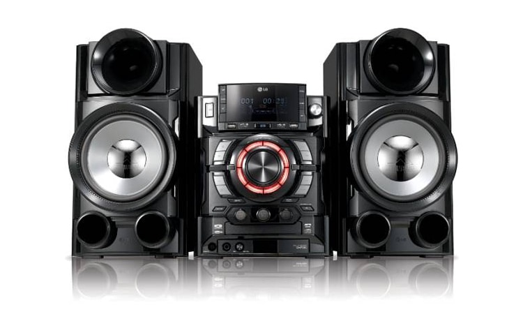 Vista frontal de LG XBOOM CM7420 Nuevo Mini Componente LG con 650w de Potencia Real (RMS) - Doble Puerto USB y Parlantes X- Metal Bass. CM7420