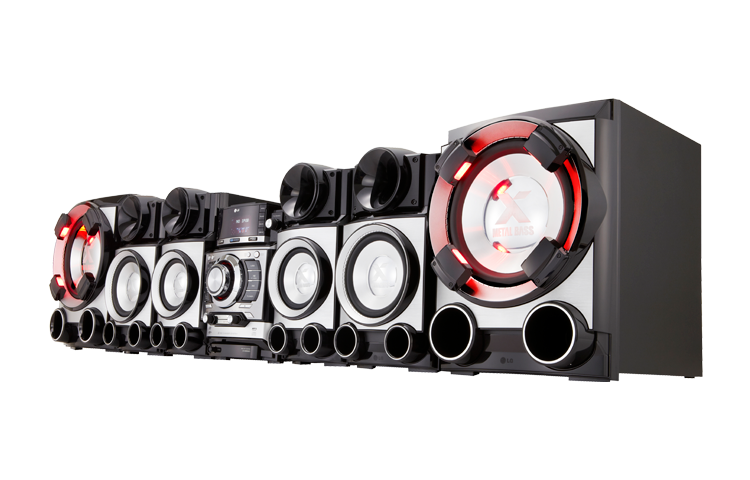 LG Nuevo Mini Componente LG con 1800w de Potencia Real (RMS) - Doble Puerto USB - Latin Beat Box - Ipod Docking - Sub Woofers de 12" y Parlantes X- Metal Bass., CM9520