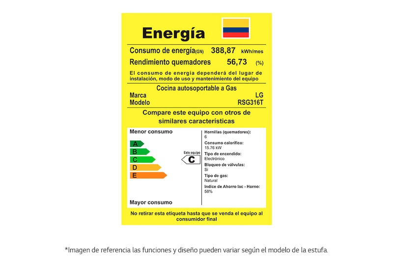LG Estufa Cancún 30" EasyClean, bloqueo automático de gas, triple quemador, RSG316T