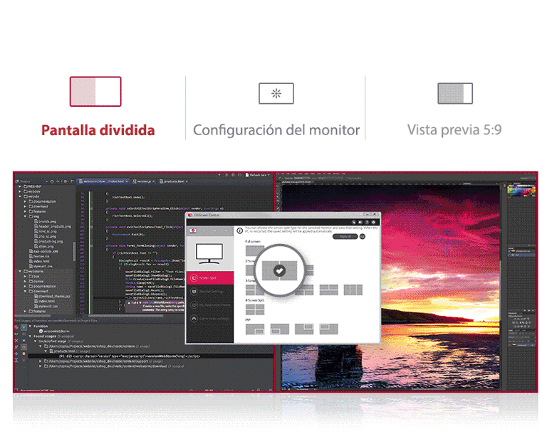 Control OnScreen - Pantalla dividida | Configuración del monitor ㅣ Vista previa 5:9