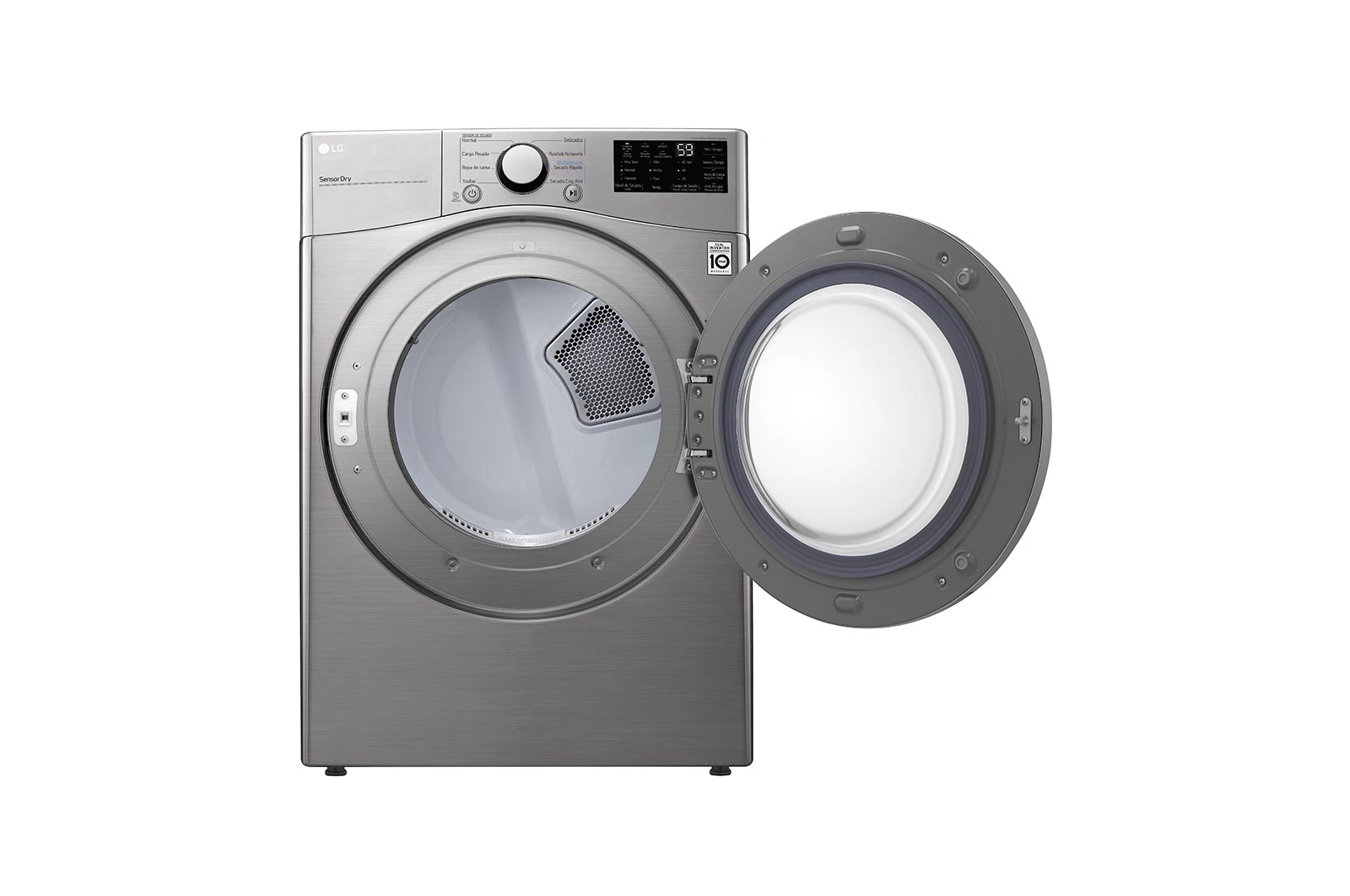 Secadora LG  DF20VV2W vista frontal puerta abierta
