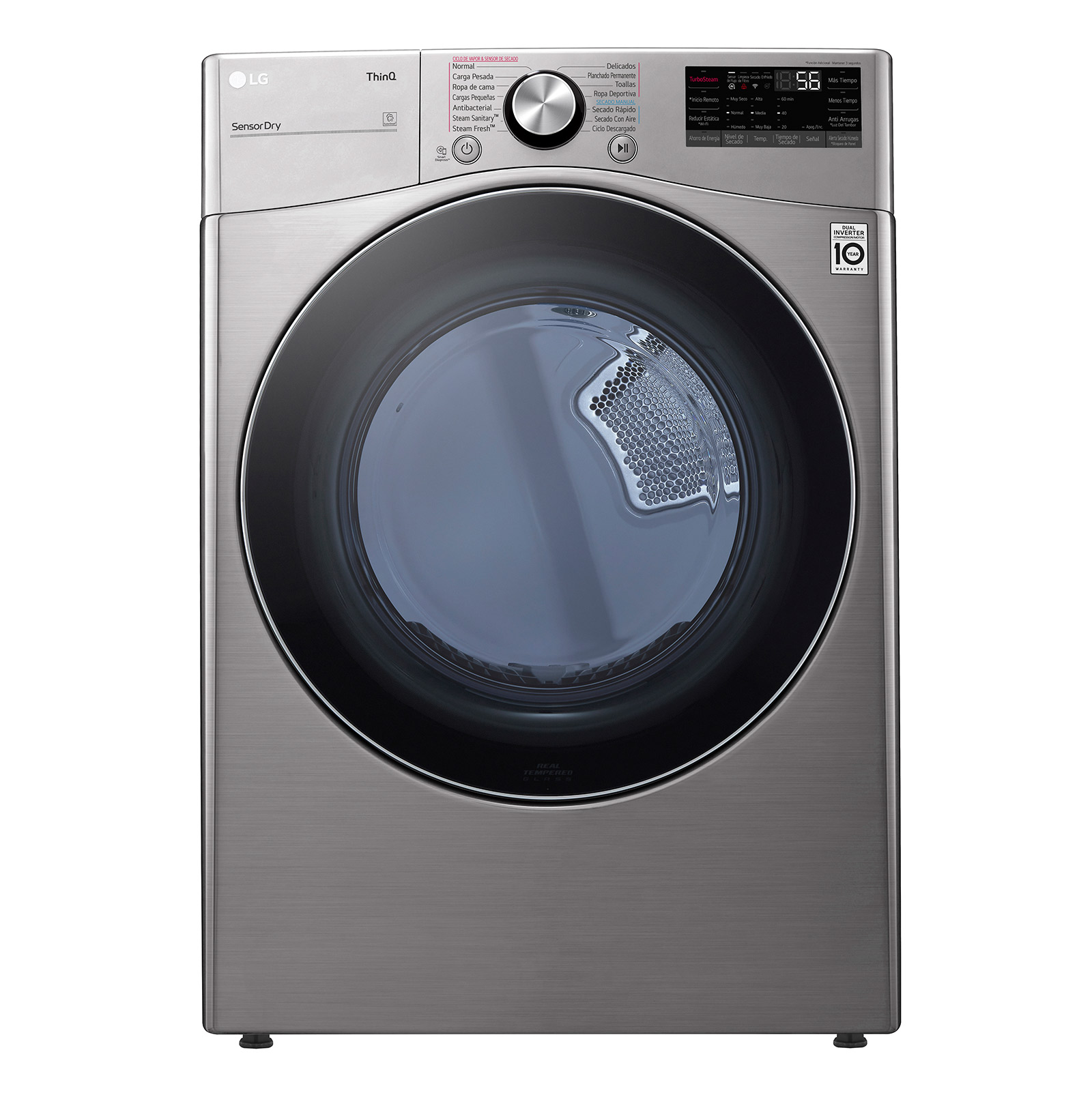 LG Secadora DF22VV2SR, vista frontal.