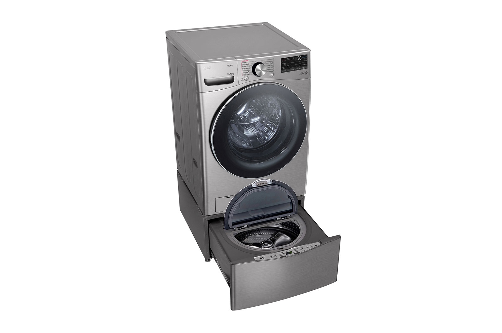 LG TWINWash™ Lava-Secadora Carga Frontal AI DD™ (Inteligencia Artificial), ThinQ, Capacidad Total 25,5kg/56lbs, Tipo Acero Inox , TWD22VS6BR