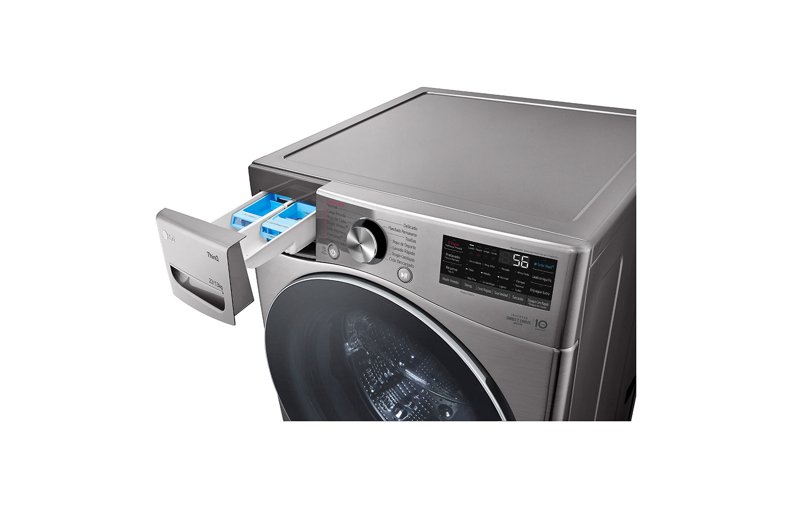 LG TWINWash™ Lava-Secadora Carga Frontal AI DD™ (Inteligencia Artificial), ThinQ, Capacidad Total 25,5kg/56lbs, Tipo Acero Inox , TWD22VS6BR