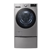 Vista frontal de TWINWash™ Lava-Secadora Carga Frontal AI DD™ (Inteligencia Artificial), ThinQ, Capacidad Total 25,5kg/56lbs, Tipo Acero Inox  TWD22VS6BR